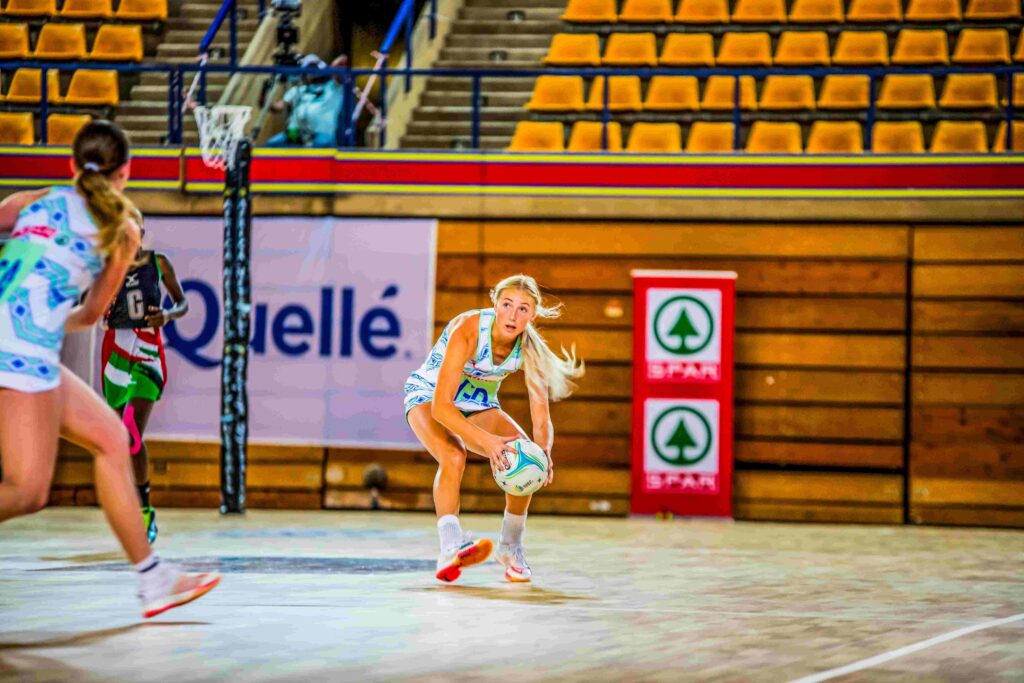 Sanmarie Visser in action at the 2025 Netball World Youth Cup Africa regional qualifiers against Kenya. She will receive her first cap with the SPAR Proteas in the upcoming Margaret Beckford Sunshine Series against Jamaica, scheduled for January 18, 22, and 25. Picture: Netball South Africa

